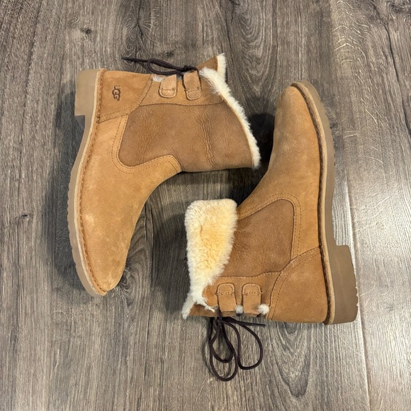 UGG Naiyah Women's Suede Wool Lined Winter Boots Chestnut Brown Size 9 - Picture 5 of 10